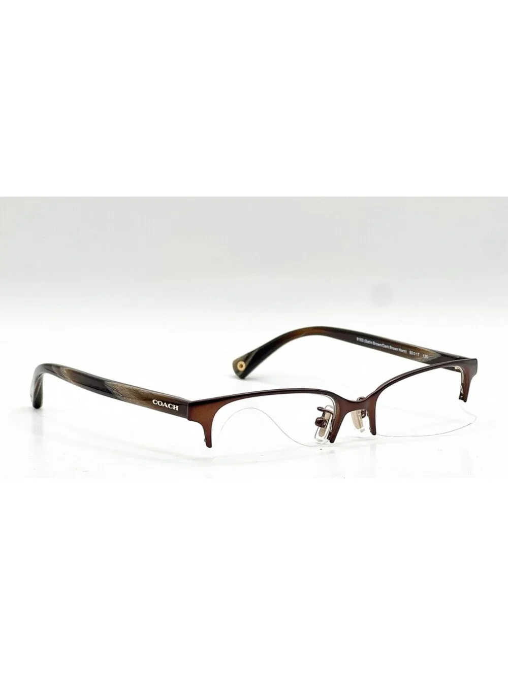Coach HC 5047 9163 Satin Brown Horn Rectangle Authentic Eyeglass Frames 50-17